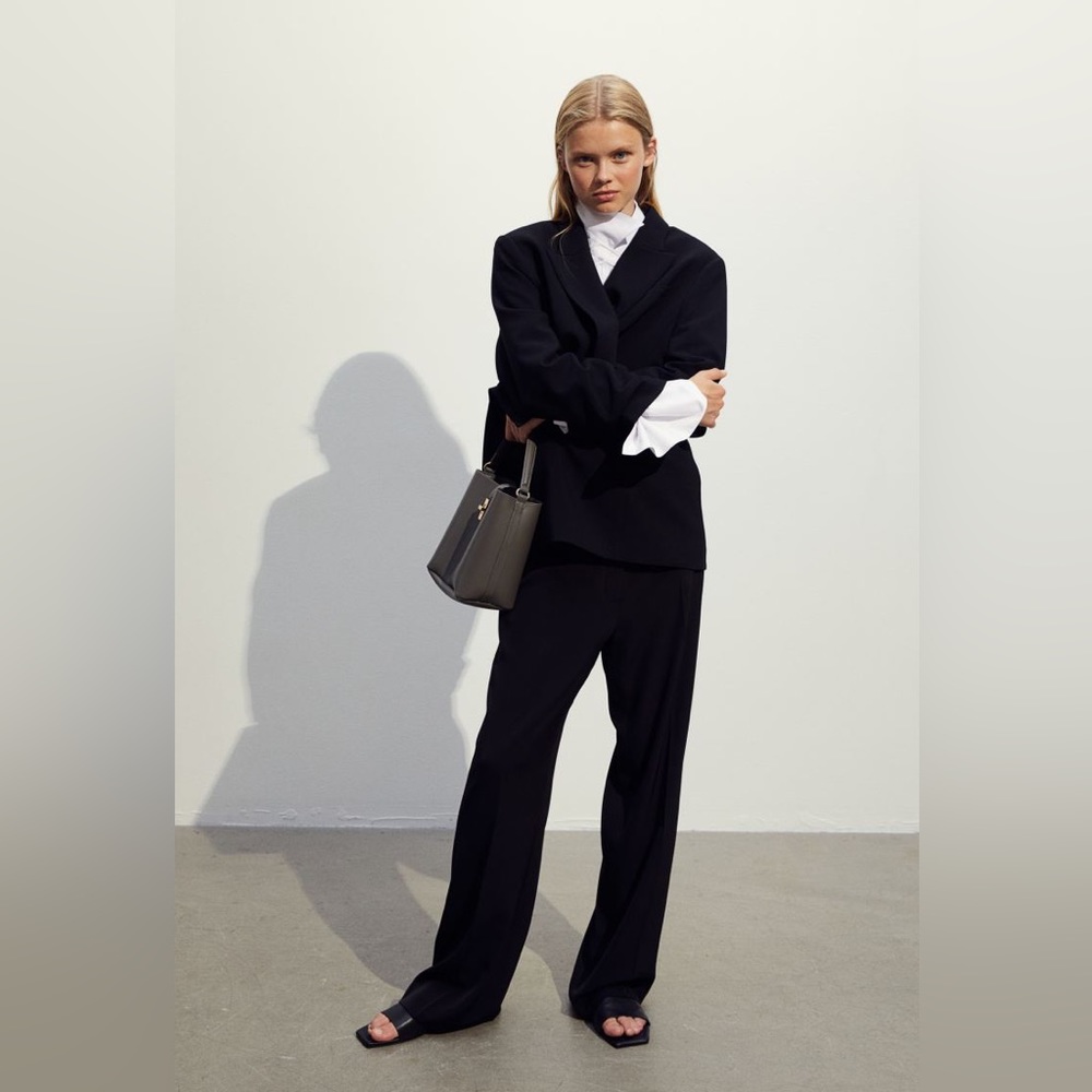 h&m wide leg pants black trousers
